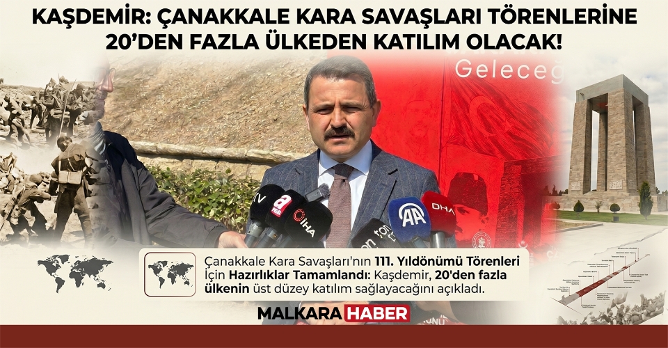Kaşdemir: Çanakkale Kara Savaşları'nın yıl dönümü törenlerine 20'den fazla ülkeden katılım olacak