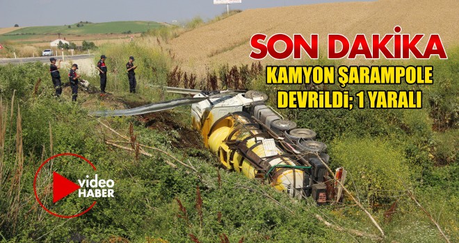 Son dakika. Kamyon Şarampole Devrildi; 1 Yaralı