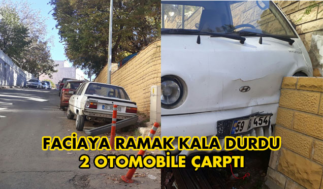 Freni Boşalan Kamyonet Duvara Çarparak Durdu