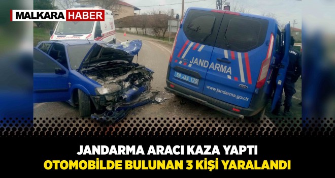 Jandarma Aracı ile Otomobil Çarpıştı; 3 Yaralı