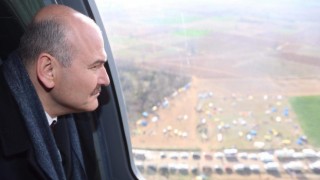Bakan Soylu, Yunanistan sınırını havadan inceledi
