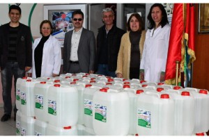 Meslek lisesinde 6 ton dezenfektan üretimi