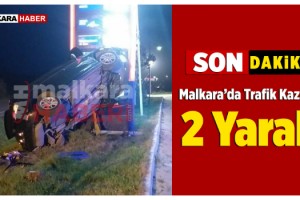 Otomobil Tabelaya Çarptı: 2 Yaralı