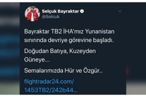 Selçuk Bayraktar: TB2 İHA'mız Yunanistan sınırında devriyede