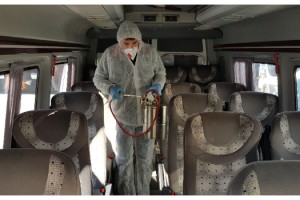 Toplu taşıma araçları dezenfekte edildi