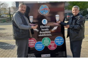 Uzunköprü'de 'el dezenfektan noktaları' oluşturuldu