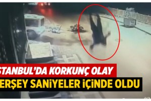Motosikletteki yolcunun metrelerce havaya fırladığı kaza kamerada