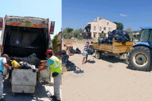 Saros Körfezi'ndeki tatil beldelerinden 100 kamyon çöp toplandı
