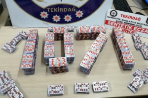 Tekirdağ'da şüpheli şahsın üzerinden, 3 bin 190 adet sentetik hap çıktı