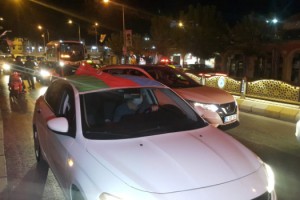 Edirne'de Azerbaycan'a destek konvoyu