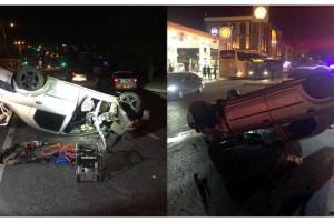 Tekirdağ'da, otomobilin takla attığı kaza kamerada