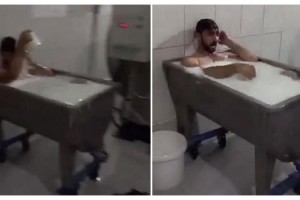 Süt toplama merkezinde skandal görüntü!