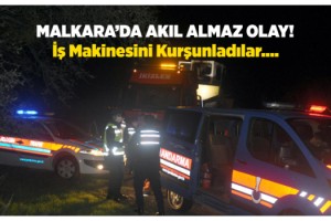 Çevresinde boş kovanlar bulunan iş makinesi, jandarmayı alarma geçirdi