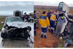 Lüleburgaz'da iki otomobil çarpıştı: 4 yaralı