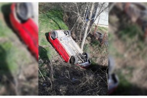 Malkara'da şarampole yuvarlanan otomobilin sürücüsü yaralandı