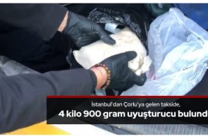 İstanbul'dan Çorlu'ya gelen takside, 4 kilo 900 gram uyuşturucu bulundu