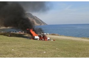 Tekirdağ’da park halindeki otomobil alev alarak yandı