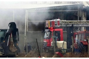 Yem deposunda çıkan yangında tonlarca saman ve yem küle döndü
