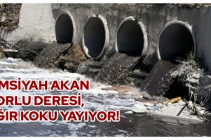 Simsiyah akan Çorlu Deresi, ağır koku yayıyor