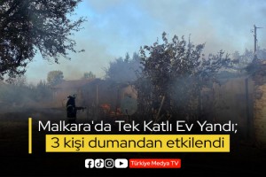 Malkara'da tek katlı ev yandı; 3 kişi dumandan etkilendi
