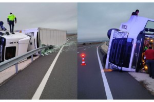 Devrilen TIR’ın sürücüsü yaralandı