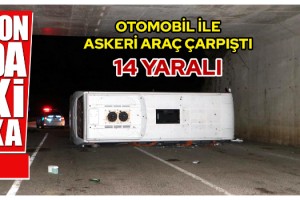 Otomobilin çaptığı askeri personel taşıyan servis midibüsü devrildi: 14 yaralı