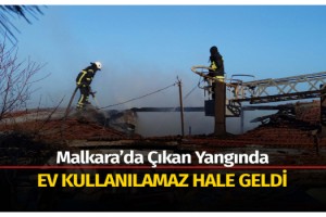 Malkara'da çıkan yangında ev kullanılamaz hale geldi