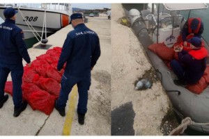 Tekne radara takıldı, 1 ton kaçak canlı midye ele geçirildi