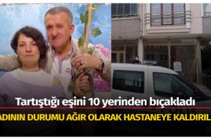 Tartıştığı eşini 10 yerinden bıçakladı