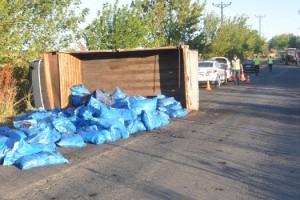 Malkara'da devrilen kömür yüklü kamyonetin sürücüsü yaralandı