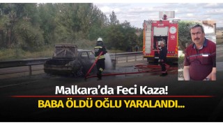 Baba yanarak öldü, oğlu son anda araçtan çıkarılmış
