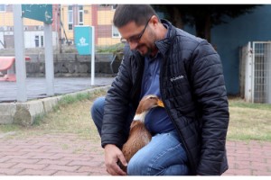 Ördeği 'Duman'ı her gün Tekirdağ sokaklarında gezdiriyor