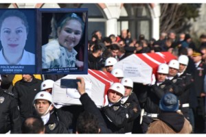 Depremde ölen polis çift ile kızları toprağa verildi