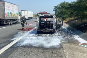 Tekirdağ'da seyir halinde alev alan araç, kullanılamaz hale geldi