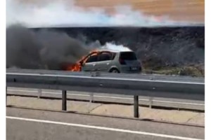 Tekirdağ'da LPG'li Otomobil Alevlere Teslim Oldu, Yangın Tarlaya Sıçradı