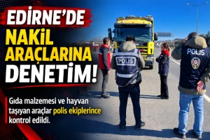 Edirne’de gıda malzemesi ve hayvan taşıyan nakil araçlarına denetim