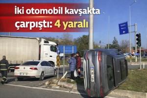 İki otomobil kavşakta çarpıştı: 4 yaralı