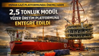 Osman Gazi yüzer üretim platformuna 2,5 tonluk modül entegre edildi