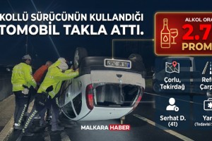 Alkollü sürücünün kullandığı otomobil takla attı