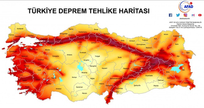 AFAD Deprem Tehlike Haritasını Yeniledi