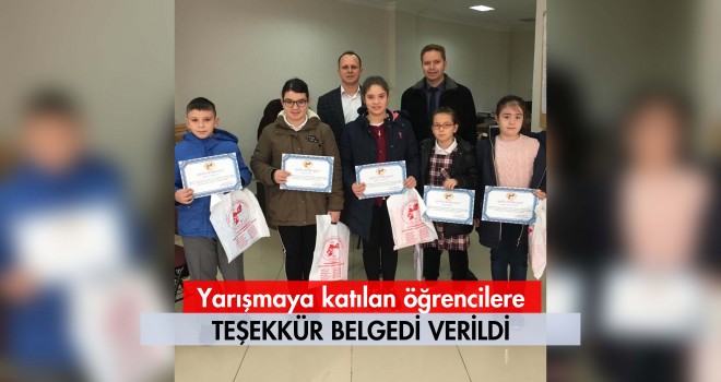 Yarışmaya Katılan Öğrencilere Belge Verildi