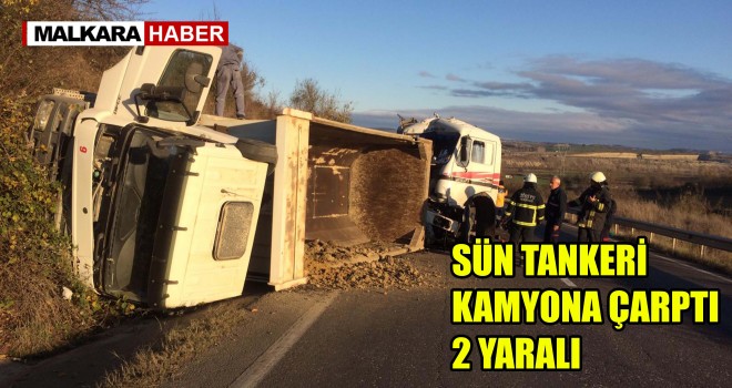 Süt Tankeri Kamyona Arkadan Çarptı; 2 Yaralı