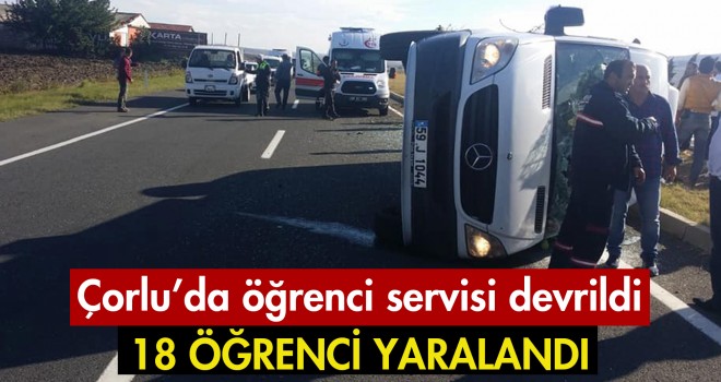 Öğrenci Servisi Devrildi; 18 Yaralı