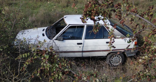 Otomobil Şarampole Yuvarlandı